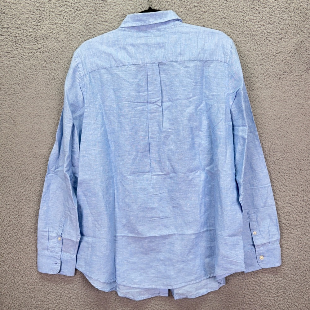 Banana Republic Shirt Mens L Blue Linen Blend Preppy Office Business Beach Light - Picture 3 of 10